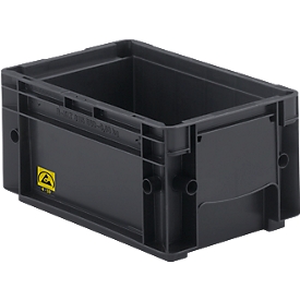 Portador de carga pequeña R-KLT 3115 ESD, plástico, An 300 x P 200 mm, hasta 20 kg, negro conductor