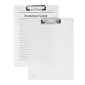 Porte-bloc A4, clip avec coins de protection en plastique, PP, transparent mat