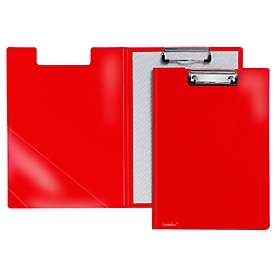 Porte-bloc A4, clip avec coins en plastique, pochette transparente triangulaire à l'intérieur, PP, rouge