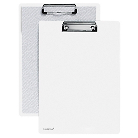 Porte-bloc A4, clip avec coins protecteurs en plastique, PP, blanc