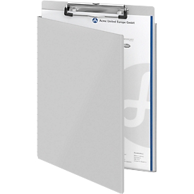 Porte-bloc avec rabat de protection, format A4, aluminium, avec œillet de suspension