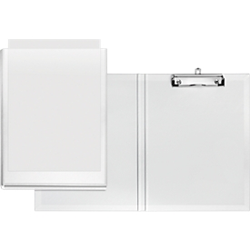 Porte-bloc double VELOFLEX, format A4, plastique, avec œillet de suspension, avec pochette d'insertion, blanc