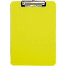 Porte-bloc MAUL, format A4, plastique, avec œillet de suspension, jaune néon-transparent