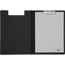 Porte-bloc Maul MAULbalance, A4, pince 8 mm, personnalisable, à suspendre, L 323 x l 234 x H 16 mm, carton, recyclable, noir