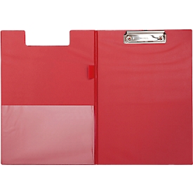 Porte-bloc Maul MAULpoly, A4, poche intérieure, boucle de stylo, largeur de serrage 8 mm, à suspendre, L 320 x l 228 x H 13 mm, carton/polypropylène, recyclable, rouge