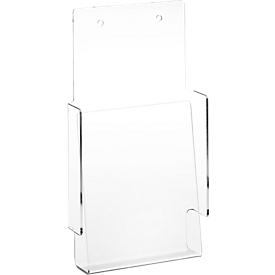 Porte-brochures mural - acrylique - l. 120 x P 30 x H 220 mm - pour format 1/3 A4 - transparent