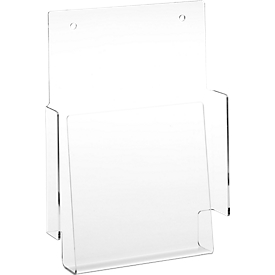 Porte-brochures mural - acrylique - l. 160 x P 30 x H 210 mm - pour format A5 - transparent