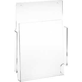 Porte-brochures mural - acrylique - l. 215 x P 30 x H 305 mm - pour format A4 - transparent