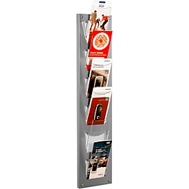 Porte-brochures mural -  métal et acylique - 6 x format DIN long