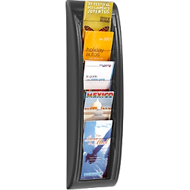Porte-brochures mural Paperflow Quickfit, 5 cases au format 1/3 A4, L 168 x P 95 x H 650 mm, polystyrène, noir