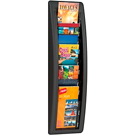 Porte-brochures mural Paperflow Quickfit, 5 cases au format 1/3 A4, L 168 x P 95 x H 650 mm, polystyrène, noir