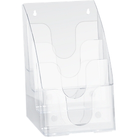Porte-brochures - plastique - l. 195 x P 100 x H 252 mm - 4 compartiments pour format A5 - transparent