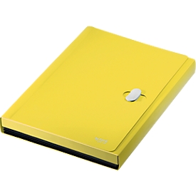 Porte-documents Recycle Leitz®, A4, jusqu'à 250 feuilles, 5 compartiments &amp; pochette de rangement, opaque, 100 % recyclable, Ange Bleu, plastique, jaune