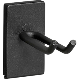 Porte-outils WFI, magnétique, 2 crochets, L 64 x l 7 x H 64 mm, acier, noir, 2 pièces