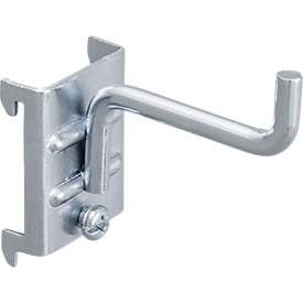 Porte-outils WFI, pour plaques perforées avec dimensions de trous 9 x 9 mm &amp; distance entre les trous 38 mm, L 50 mm, acier, 5 pièces