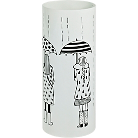 Porte-parapluies HAKU, avec motif imprimé et égouttoir, Ø 180 x H 450 mm, métal blanc