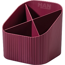 Porte-plume HAN Karma, 4 compartiments de hauteurs différentes, L 111 x H 105 x P 111 mm, plastique recyclé, rouge