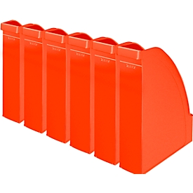 Porte-revues 2476 LEITZ®, l. de la tranche 70 mm, polystyrène, 6 p., rouge clair