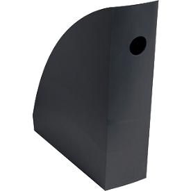 Porte-revues Exacompta MAG-CUBE, format A4+, largeur du dos 82 mm, trou de préhension, label « Blauer Engel », P 266 x H 305 mm, polystyrène, noir