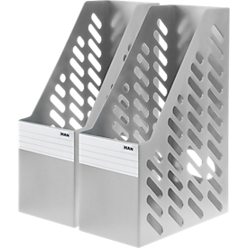 Porte-revues HAN, largeur 115 mm, plastique, 2 p., gris clair