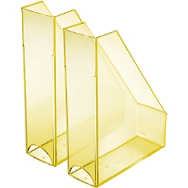 Porte-revues HELIT, format A4-C4, polystyrène, 2 p., jaune transparent