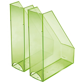 Porte-revues HELIT, format A4-C4, polystyrène, 2 p., vert transparent