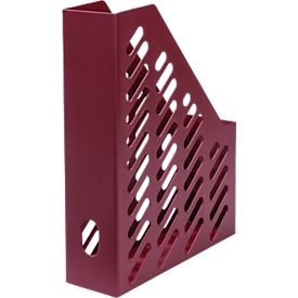 Porte-revues KARMA, DIN A4/C4, 100% matière recyclée, L 76 x P 246 x H 315 mm, H avant : 148 mm, éco-rouge