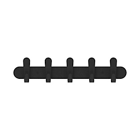 Portemanteau mural Functionals KROK HJH 60 Raven Black, 15 crochets, jusqu'à 10 kg, acier et plastique, noir