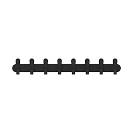 Portemanteau mural Functionals KROK HJH 90 Raven Black, 24 crochets, jusqu'à 10 kg, acier et plastique, noir