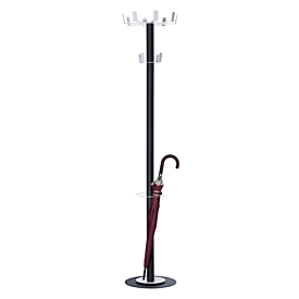 Portemanteau Paperflow Easycloth D, acier, 12 crochets, porte-parapluie à 6 compartiments, Ø 350 x H 1750 mm