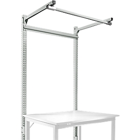 Portique av. contrefort, Poste de travail modulaire SPEZIAL table de travail/établi UNIVERSAL/PROFI, 1250 mm, gris clair