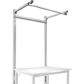Portique av. contrefort, Poste de travail modulaire STANDARD table de travail/établi UNIVERSAL/PROFI, 1250 mm, gris clair