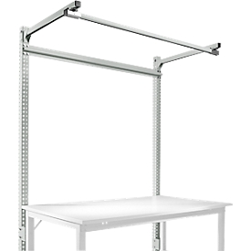 Portique av. contrefort, Poste de travail modulaire STANDARD table de travail/établi UNIVERSAL/PROFI, 1500 mm, gris clair