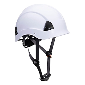 Portwest Casque de protection pour travaux en hauteur PS53 Endurance, sans visière, non ventilé, mentonnière, calotte réglable, ABS, blanc