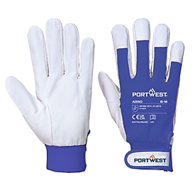 Portwest Gants de protection Tergsus, Velcro, chèvre/coton/polyester, M, bleu, 1 paire