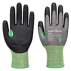 Portwest Schutzhandschuh CS Cut C18, stoss- und schnittfest, Glasfaser/Nitrilschaum, grau-schwarz, L, 1 Paar