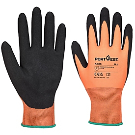Portwest Schutzhandschuh Dermi-Grip NPR15, Nitril-Sand-Beschichtung/Polyester, XXL, orange-schwarz, 1 Paar