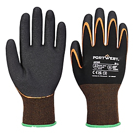 Portwest Schutzhandschuh Grip 15 Nitril, Nitril-Beschichtung, stoss- und schnittfest, Nitrilgummi, schwarz-orange, XL, 1 Paar