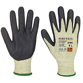 Portwest Störlichtbogen Schutzhandschuh, flammenresistent, Schnittschutz Level D, Aramid/Glasfaser/Neopren, XL, grün-schwarz, 1 Paar