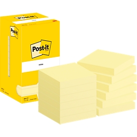 Post-it 654 CY sticky notes, 12 pads, 100 sheets per pad, 76 x 76 mm, PEFC-certified, yellow