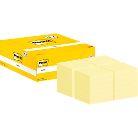 Post-it® Haftnotizen Notes 653-CY-VP24, B 51 x T 38 mm, PEFC®-Papier, gelb, 18 + 6 Blöcke gratis, 100 Blatt/Block