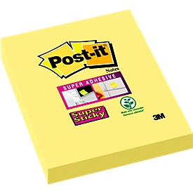 POST-IT Haftnotizen Super sticky, , 48 mm x 73 mm, 90 Blatt, 1 Block, kanariengelb