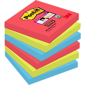 POST-IT Haftnotizen Super sticky, 76 mm x 76 mm, 90 Blatt, 6er Pack, Bora Bora Collection