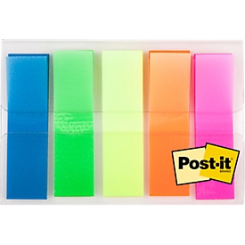 Post-it® Index Haftstreifen 683HF5, ablösbar, B 11,9 x T 43,2 mm, farbig, 1 Spender mit 5 Blöcken, 100 Haftstreifen/Block