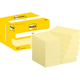 Post-it®Notes 656 CY - papier certifié PEFC - 51 x 76 mm - 12 blocs, 100 feuilles - jaune