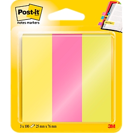 Post-it® Page Marker 671-PBO, 3 x 50 Blatt Haftnotizen in unterschiedlichen Farben, B 73 x H 22,2 mm