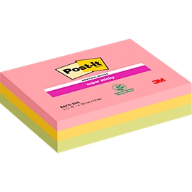Post-it® Papillons adhésifs Super Sticky Meeting Notes 8670-3SS-EU, L 203 x P 153 mm, papier PEFC®, couleur, 3 blocs, 70 feuilles/bloc