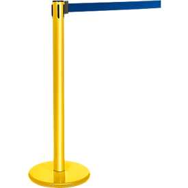 Poste de cinta amarillo, cinta azul