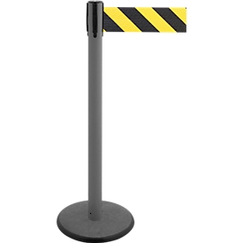 Poste de cinta GLA 29, antracita, cinta negro/amarillo