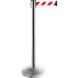 Poste de correa ALLROUNDLINE, de acero inoxidable, dimensiones de la correa L 4000 x A 50 mm, juego de 2, cruzado rojo/blanco